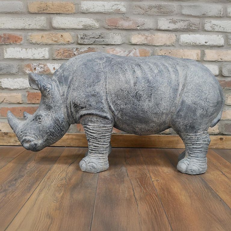Grey Rhino Statue - Resin