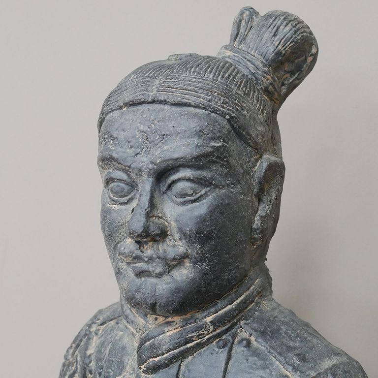 Grey Warrior Statue - Sitting - Resin