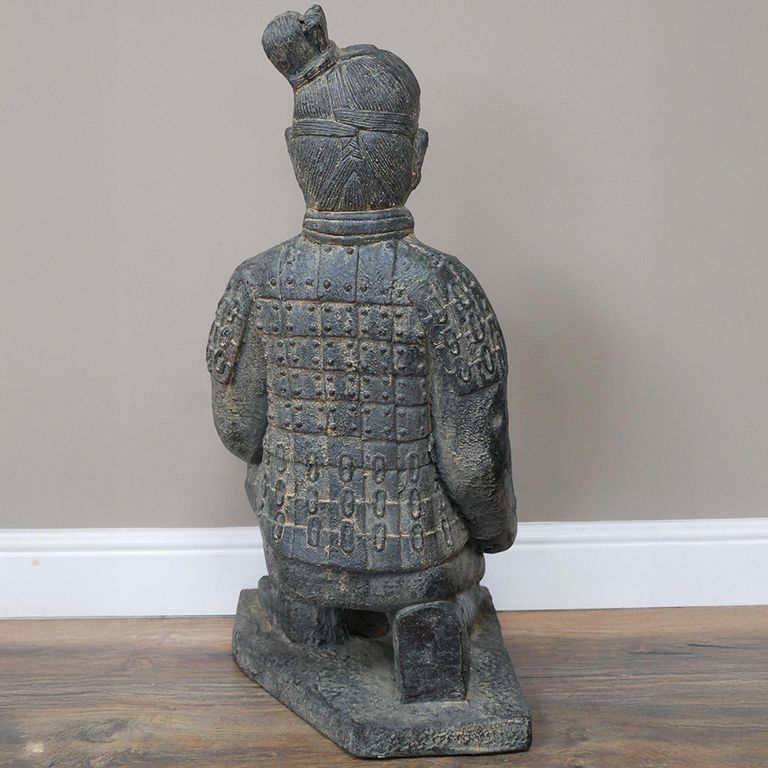 Grey Warrior Statue - Sitting - Resin