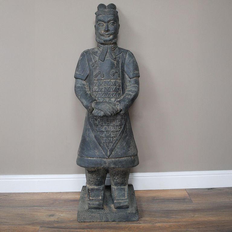 Grey Warrior Statue - Standing - Resin