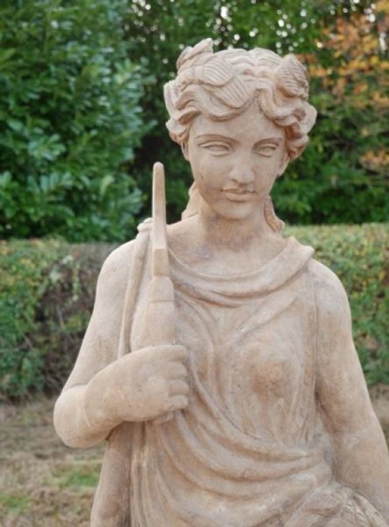 Statue - Hand Carved Stone Lady - with Sickle