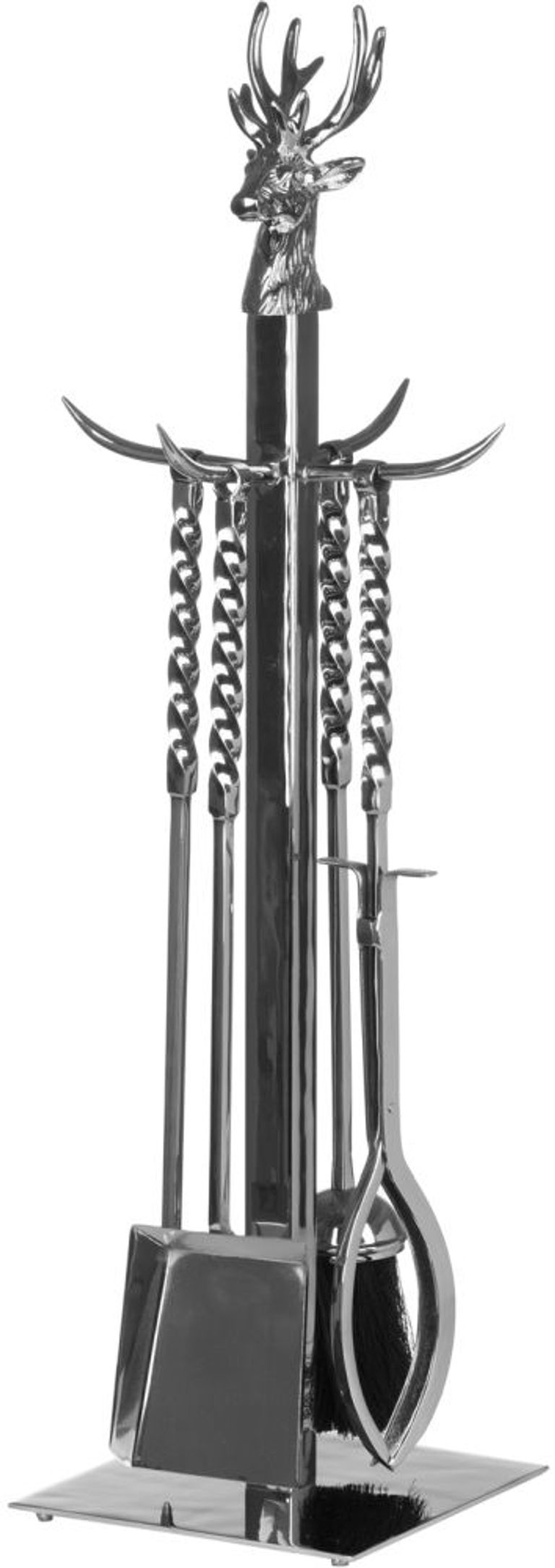 Hand Turned Stag Companion Set In Polished Nickel