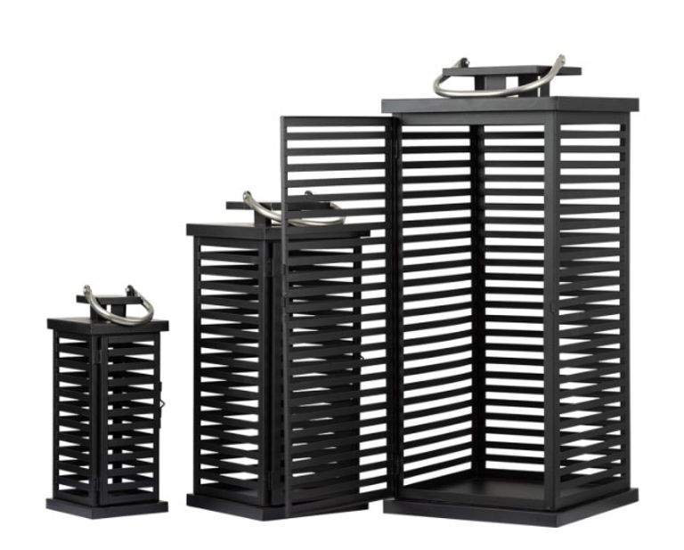 Lanterns - Hollow Black Metal - Set of 2 - 3 Lanterns
