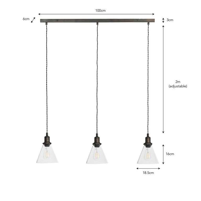 Hoxton Domed Pendant Light Trio Antique Bronze