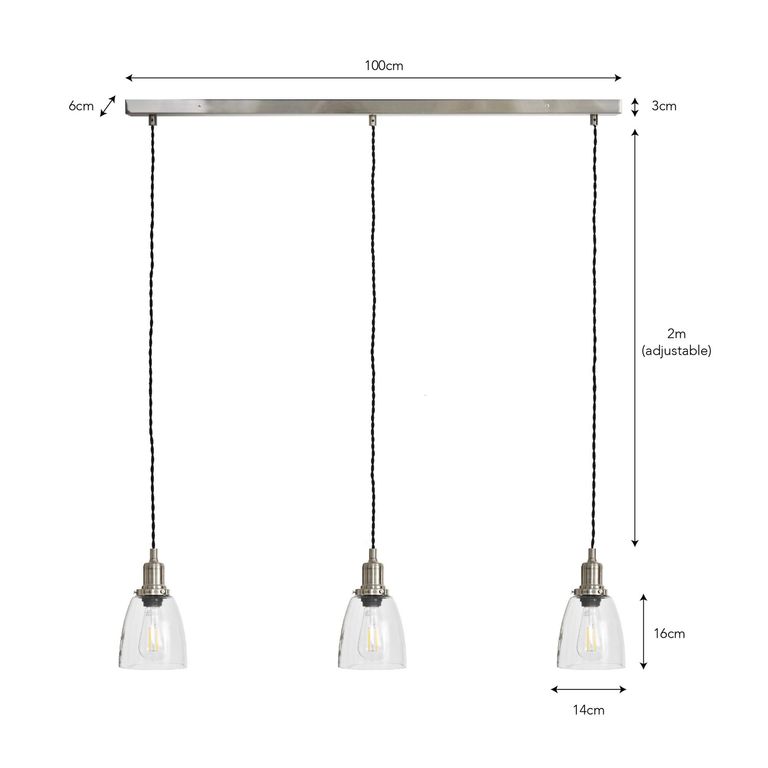 Hoxton Domed Pendant Light Trio Satin Nickel
