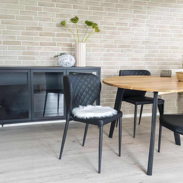 Round Seat Cushion - Faux Lambskin - Ivory