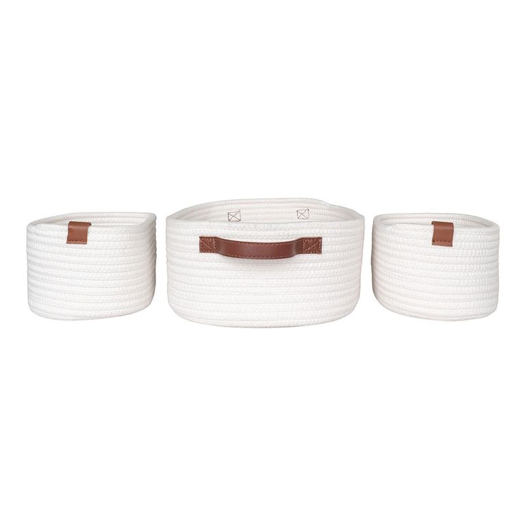 Jarana Basket - Set of 3 - Fabric - White