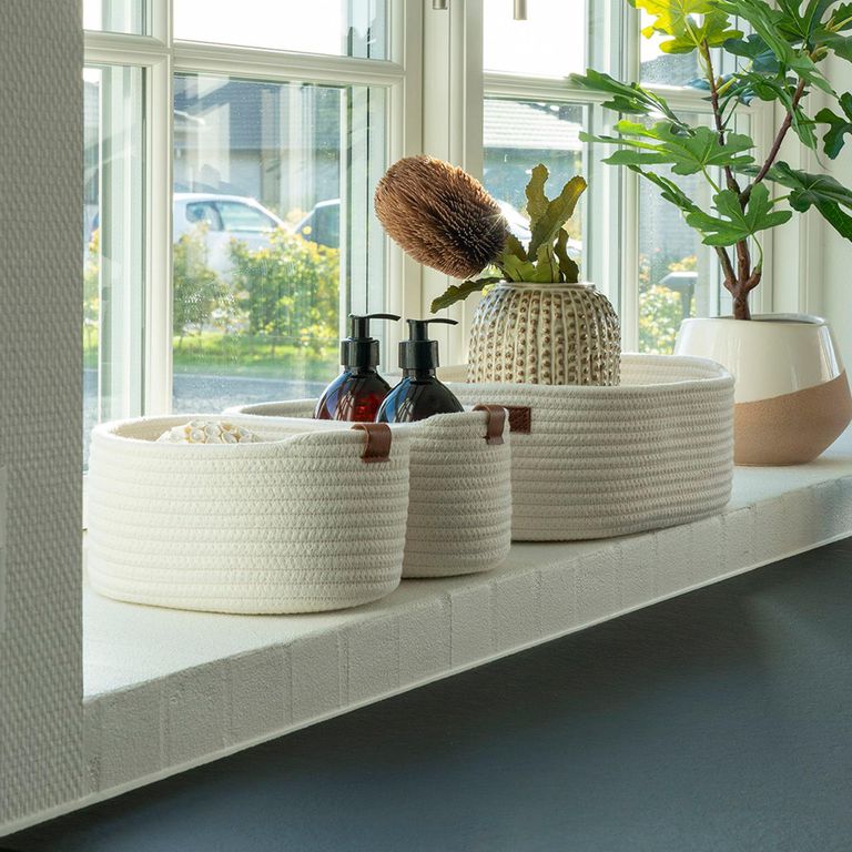 Jarana Basket - Set of 3 - Fabric - White