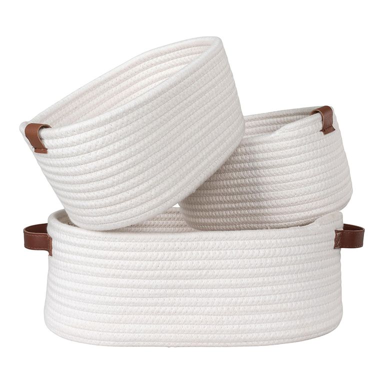Jarana Basket - Set of 3 - Fabric - White