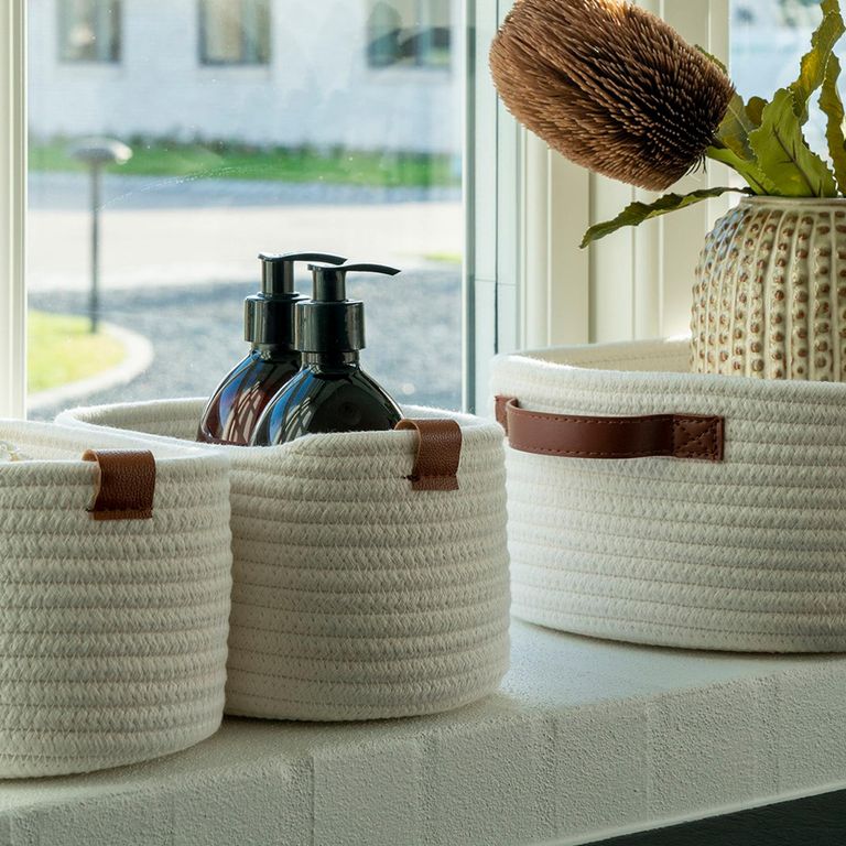 Jarana Basket - Set of 3 - Fabric - White