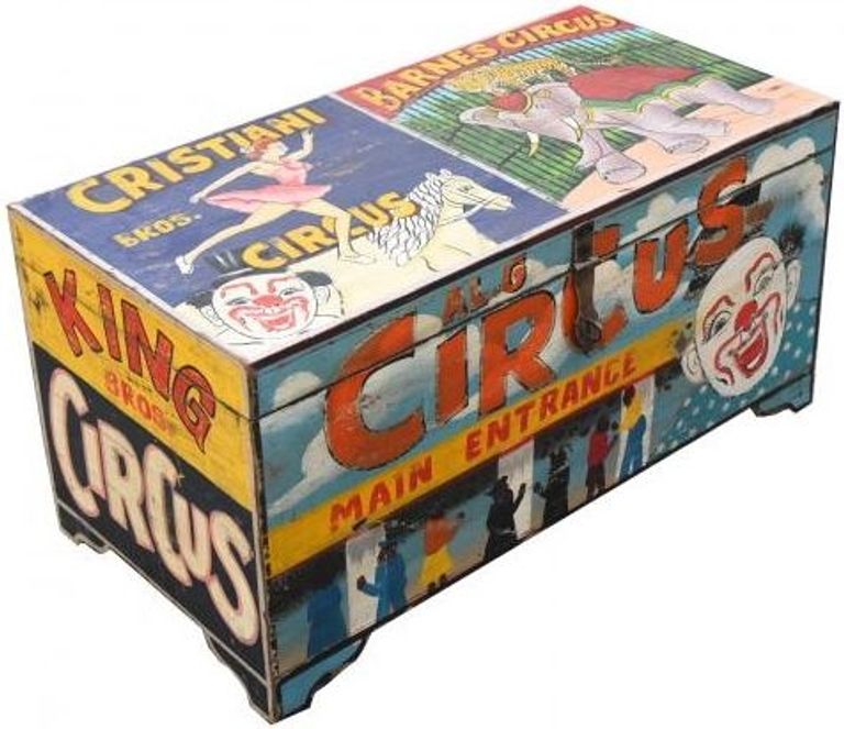 Kufri Hand Painted Vintage Circus Storage Trunk
