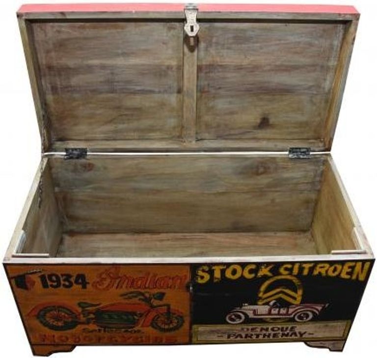 Kufri Hand Painted Vintage Transport Storage Trunk
