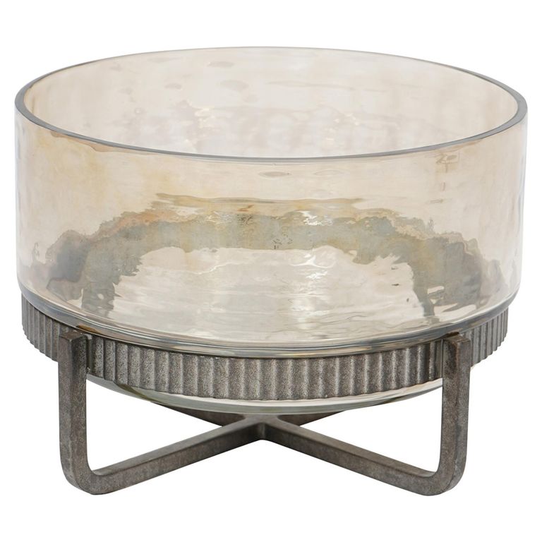 Beresford Bowl - Brown Glass - Round - On Stand