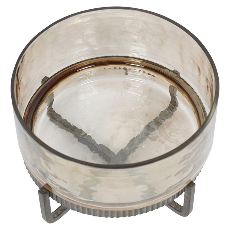 Beresford Bowl - Brown Glass - Round - On Stand