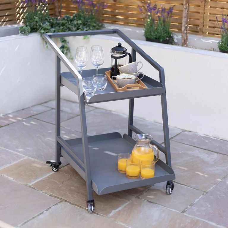Grey Aluminium Garden Trolley - 2 Tier