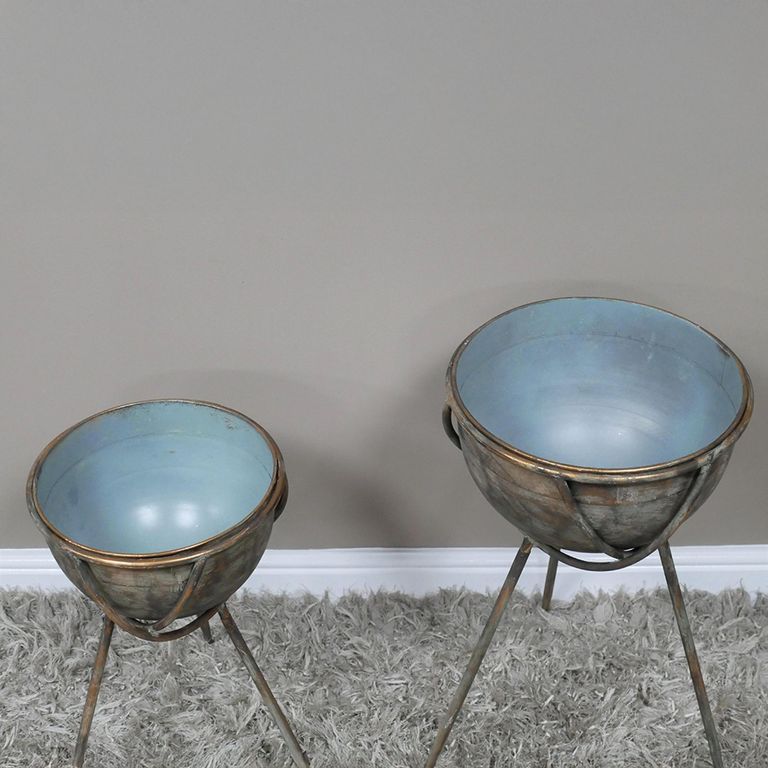 Artificial Flower Planters - Set of 2 - Metal