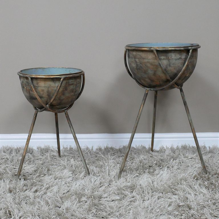 Artificial Flower Planters - Set of 2 - Metal