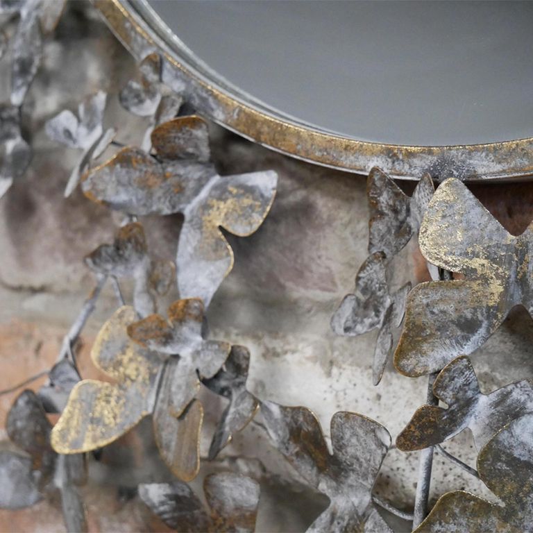 Wall Mirror - Round - Ornate Butterfly - Set of 2 - Metal