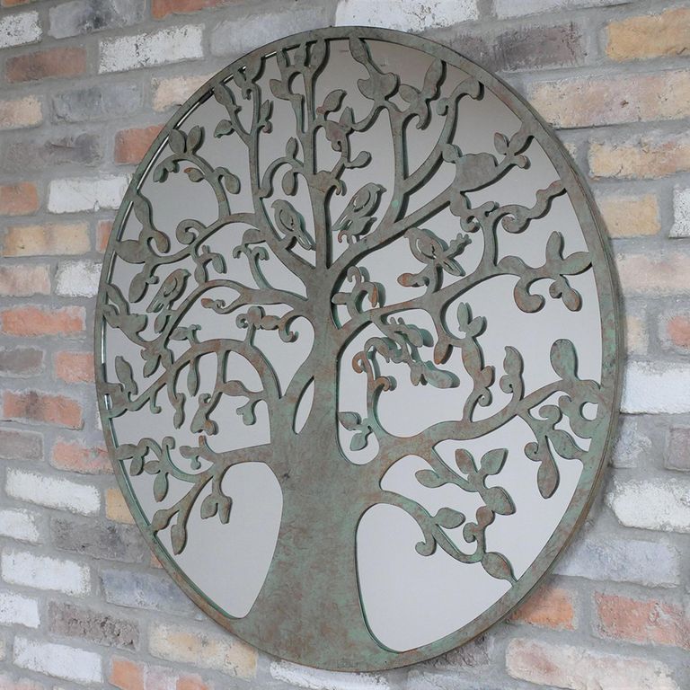 Large Tree Round Mirror - Metal