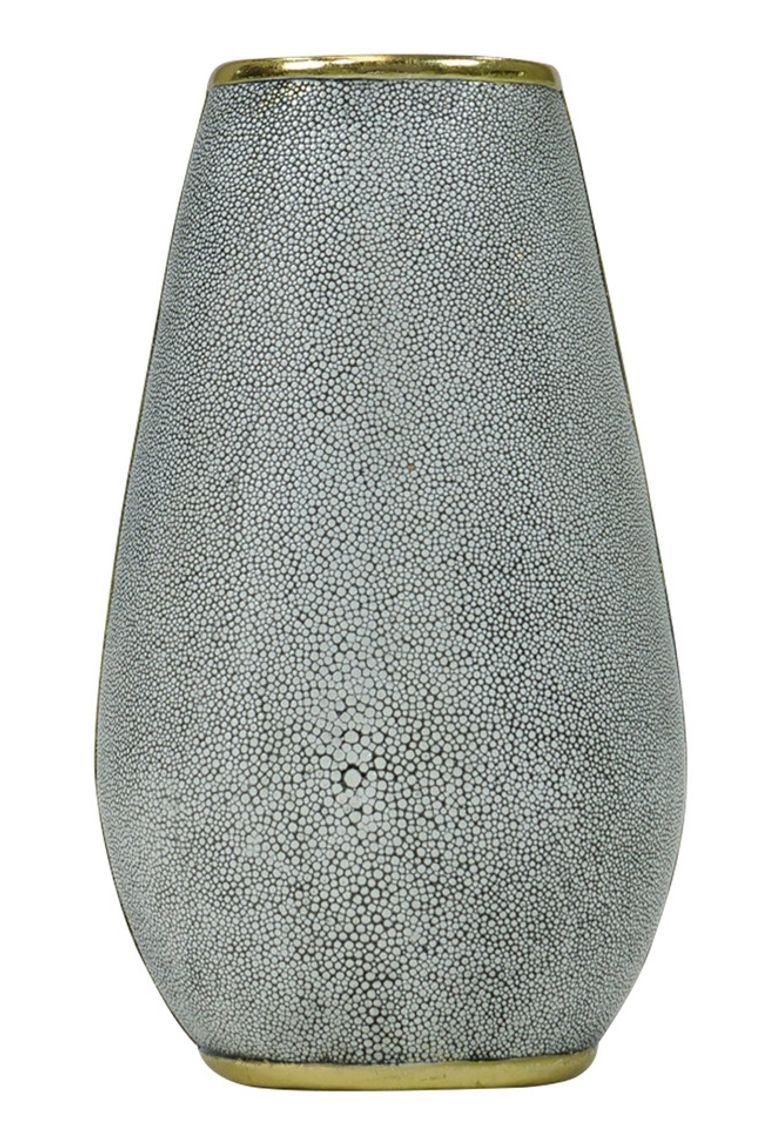 Amara Vase - Shimmering White Faux Shagreen - Large - Set of 2