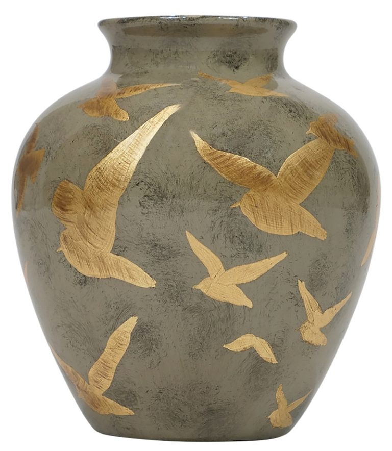 Ashford Jar - Charcoal Grey and Gold - 10 Inch - Set of 2