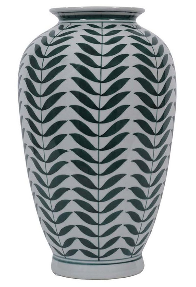 Leaf Vase - Off White and Green