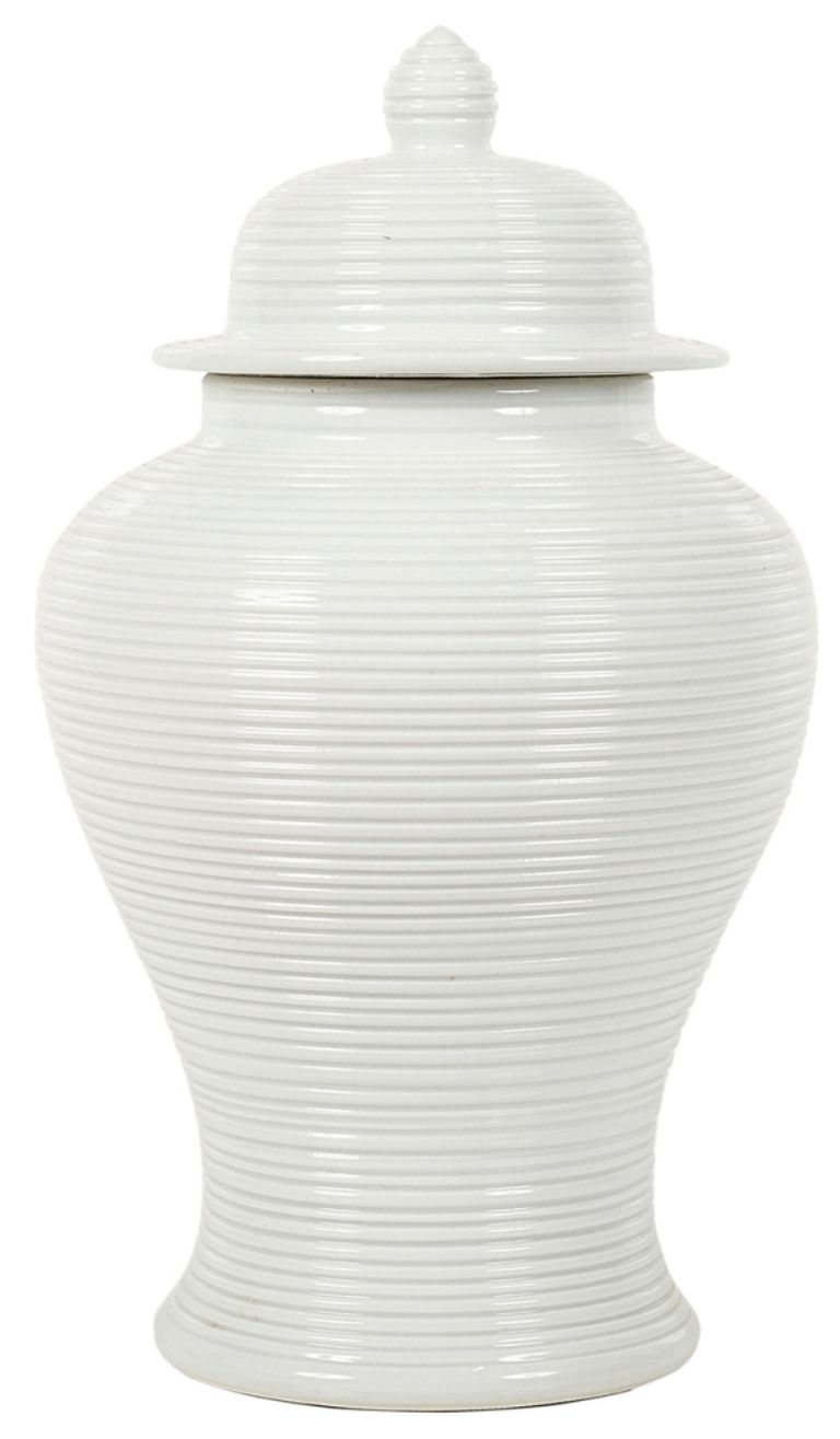 Nina Ginger Jar - White - 15 Inch - Set of 2