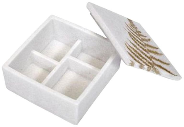 Trinket Box - White and Gold Stone - Small