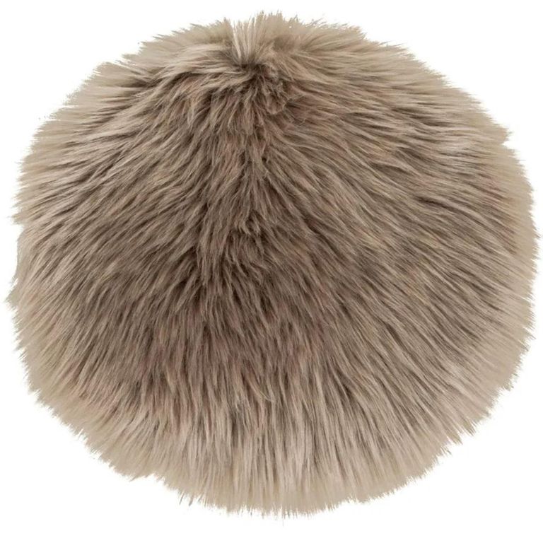 Round Seat Cushion - Faux Lambskin - Mushroom