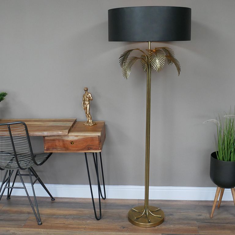 Palm Tree Standing Lamp - Large - with Black Shade