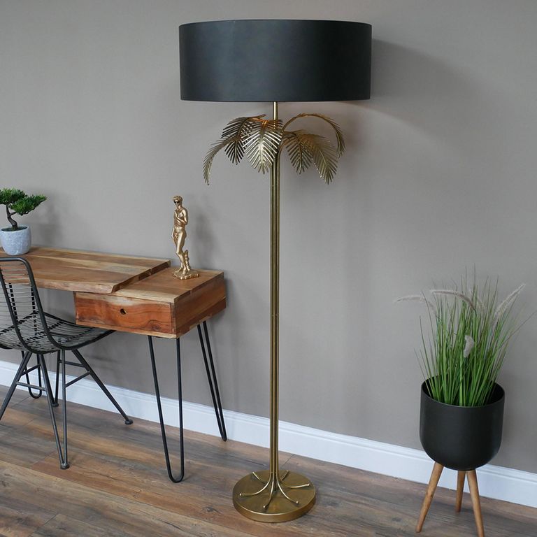 Palm Tree Standing Lamp - Large - with Black Shade