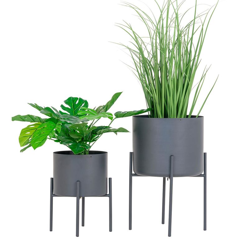 Pavia Flower Pot - Set of 2 - Grey Metal