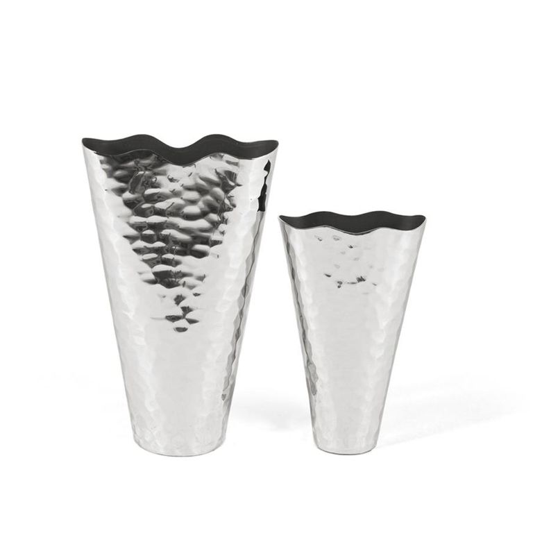 Pierre Vase - Silver Hammered Effect - Set of 2 - Metal