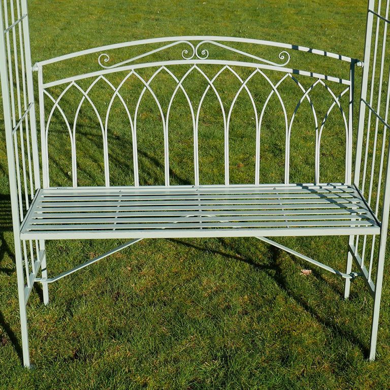 Garden Bench - Pistachio Green Metal - Arch Style