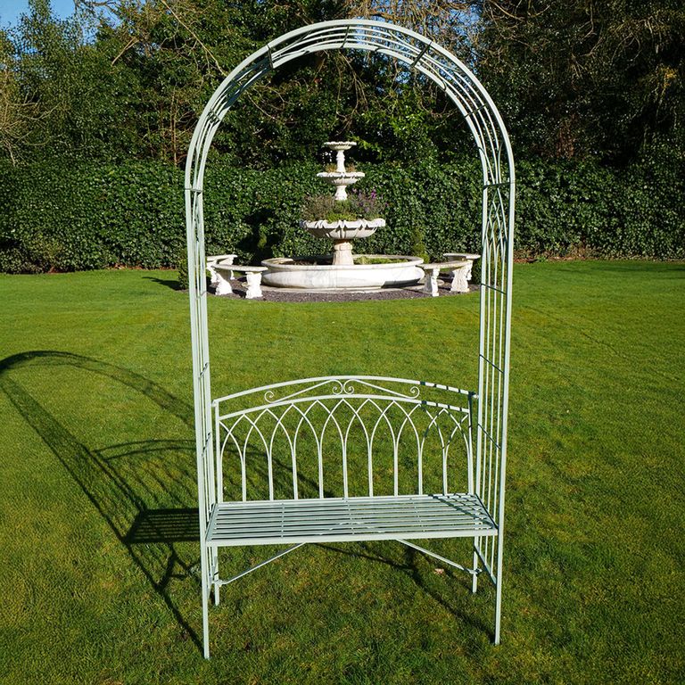 Garden Bench - Pistachio Green Metal - Arch Style