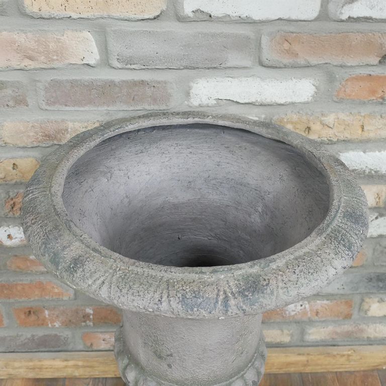 Garden Urn - Pedestal - Plant - Grey - Metal