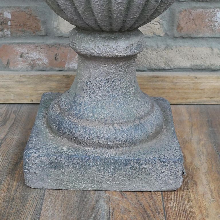 Garden Urn - Pedestal - Plant - Grey - Metal