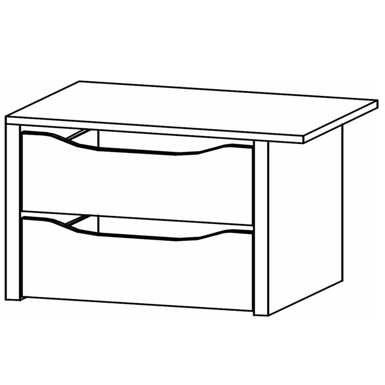 Orange Compartment Interior - 2 Drawer - 67.5cm Width