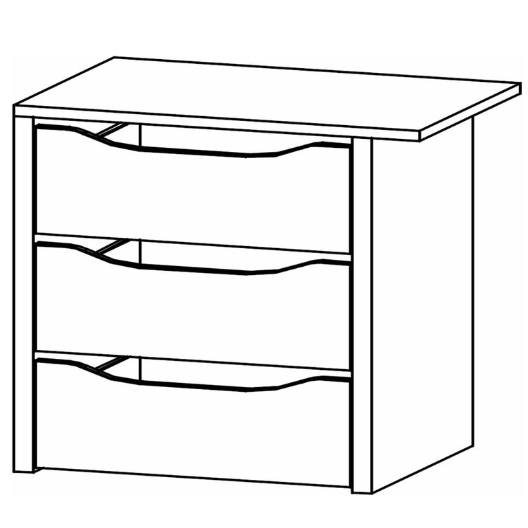 Orange Compartment Interior - 3 Drawer - 67.5cm Width