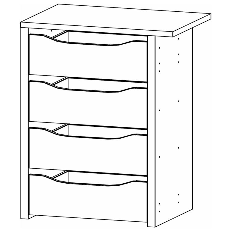 Orange Compartment Interior - 4 Drawer - 67.5cm Width