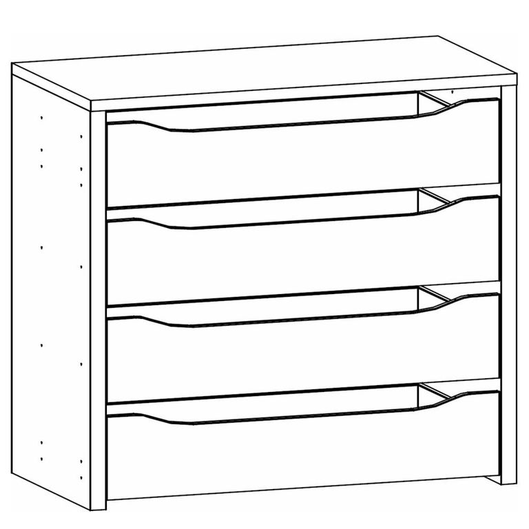 Orange Compartment Interior - 4 Drawer - 90cm Width