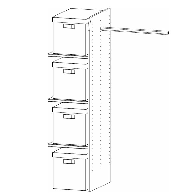 Orange Plus Wardrobe Interior Division - 100cm Width - Clothes Rail & 4 Fabric Boxes
