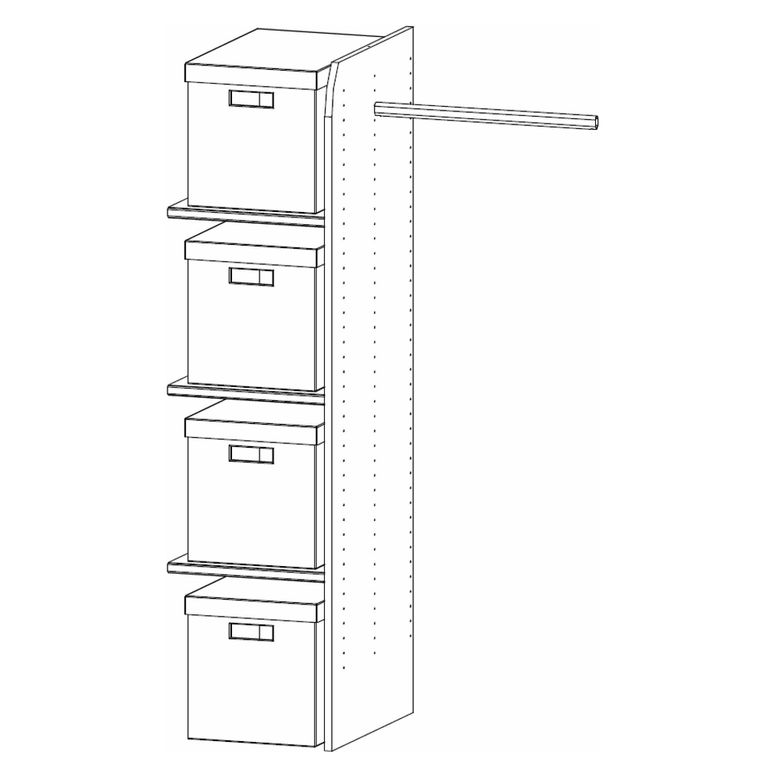 Orange Plus Wardrobe Interior Division - 90cm Width - Clothes Rail & 4 Fabric Boxes