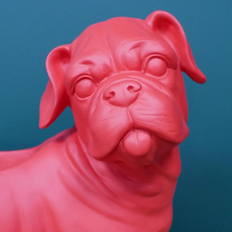 Bull Dog Planter - Red - Resin
