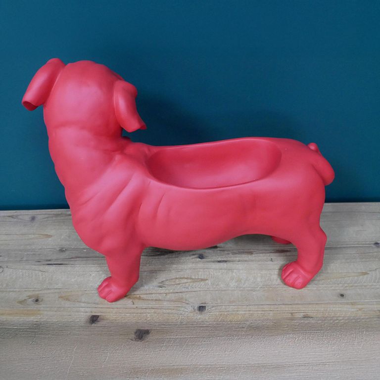 Bull Dog Planter - Red - Resin