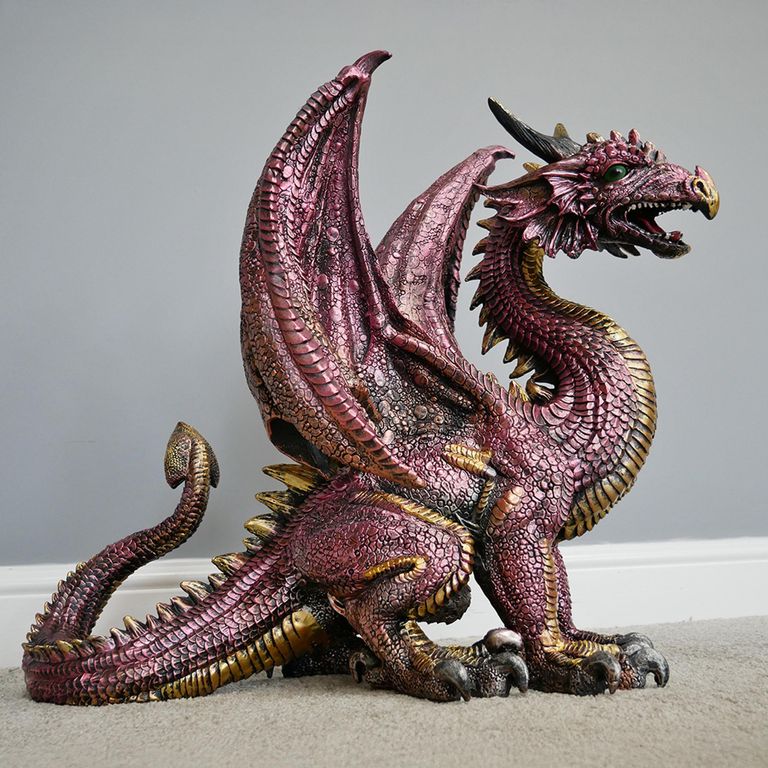 Red Resin Dragon Statue
