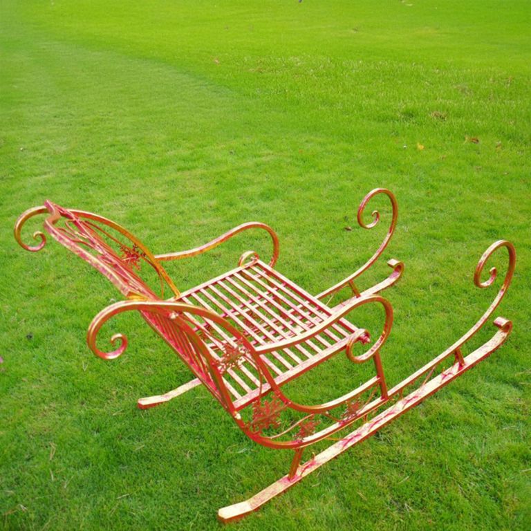 Red and Gold Metal Giant Christmas Sleigh