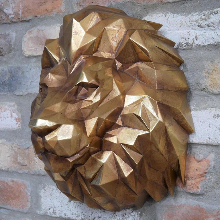 Resin Geometric Lion Head - Set of 2