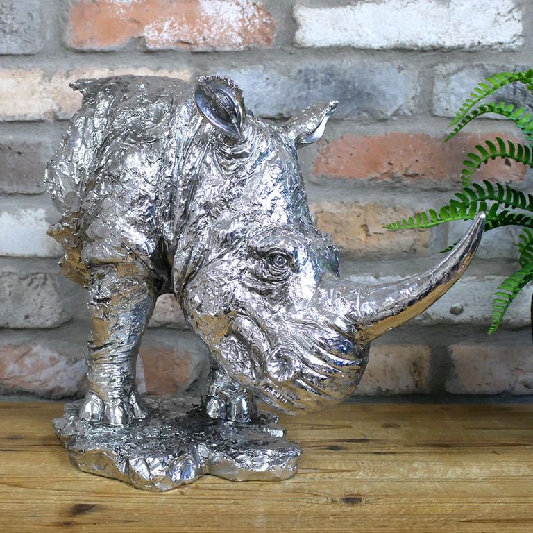 Rhino Head Statue - Set of 2 - Resin