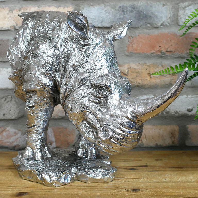 Rhino Head Statue - Set of 2 - Resin